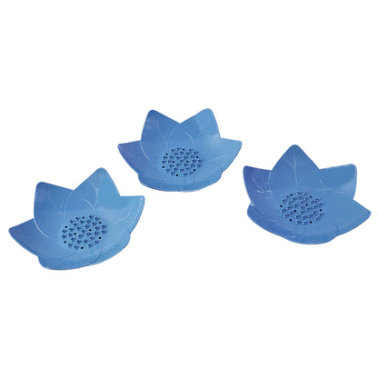 Wukusy Supermom 3-piece Lotus Blossom Design Soap Holder Set with elegant lotus flower pattern in ceramic style