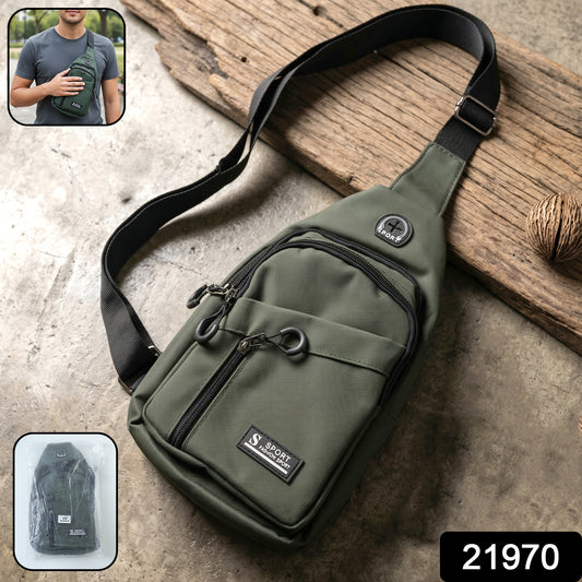 Wukusy durable waist bag with zipper, crossbody sling style, featuring multiple compartments and adjustable strap for everyday use.