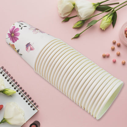 Set of 24 Wukusy disposable paper cups in mixed colors and designs for tea and coffee, suitable for home and kitchen use.
