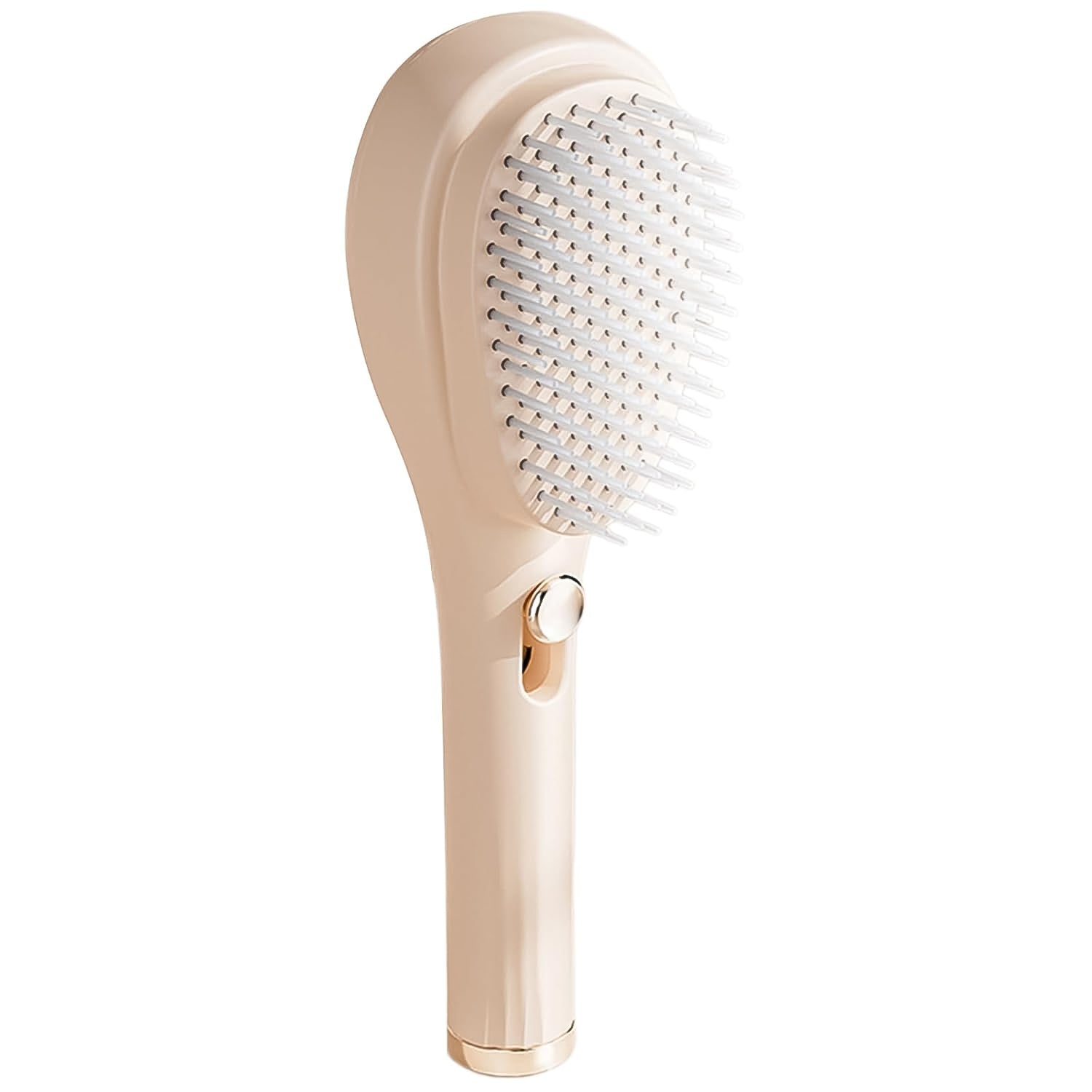 Wukusy self-cleaning anti-static massage comb with ergonomic handle and flexible teeth for gentle scalp massage and hair detangling