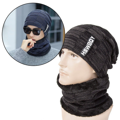 Wukusy 6066 ultra soft unisex woollen beanie cap and muffler scarf set, cozy winter fashion accessories with ribbed knit texture.