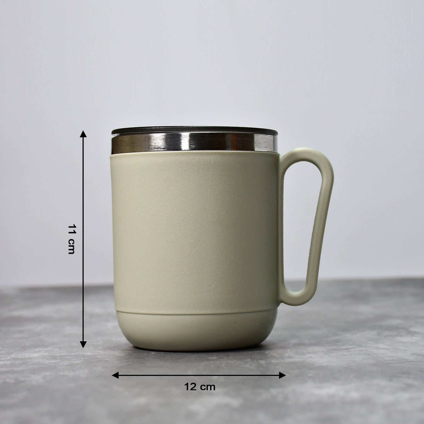 Wukusy 8137 Ganesh stainless steel coffee mug with heat-resistant lid, 400ml capacity, suitable for home and kitchen use.