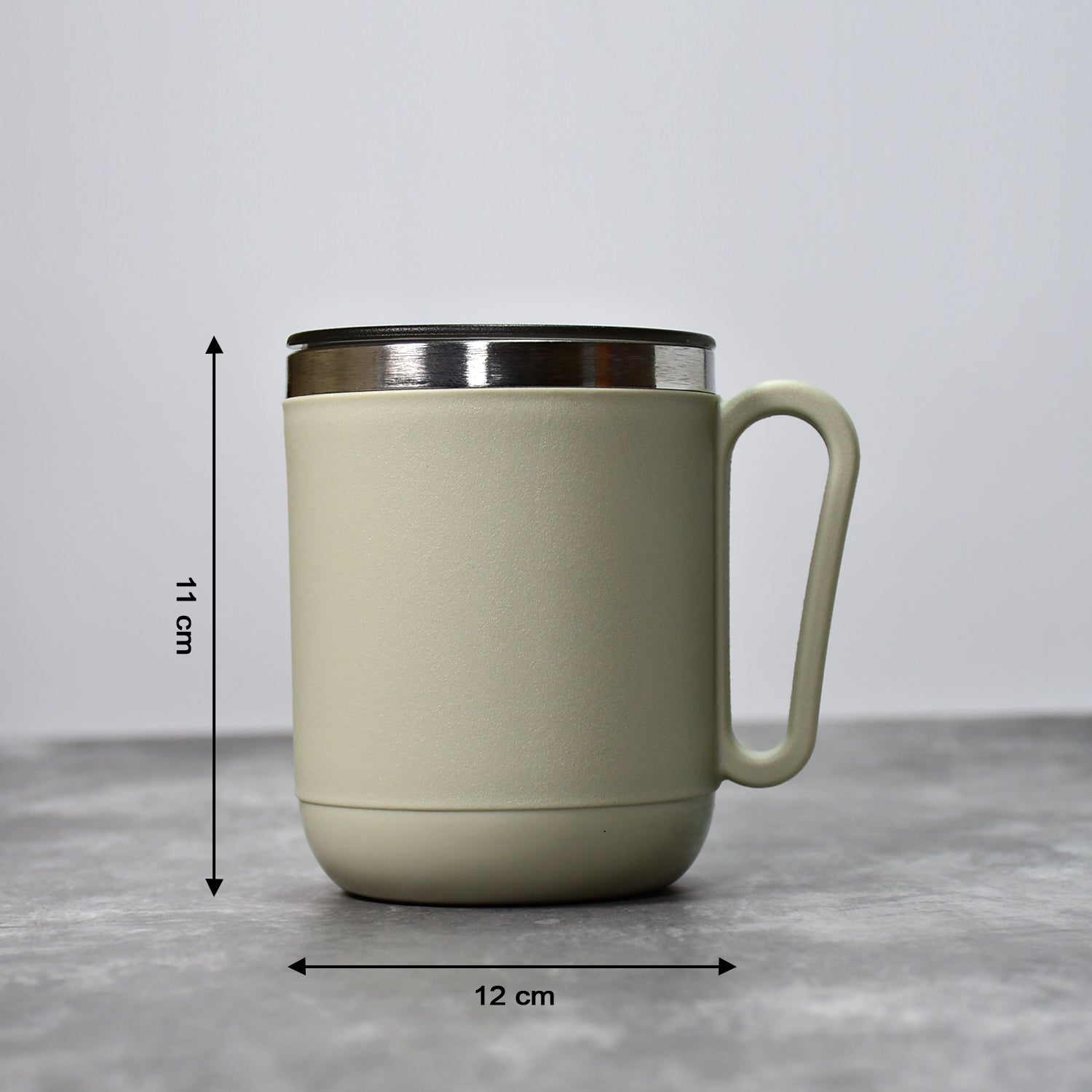Wukusy 8137 Ganesh stainless steel coffee mug with heat-resistant lid, 400ml capacity, suitable for home and kitchen use.