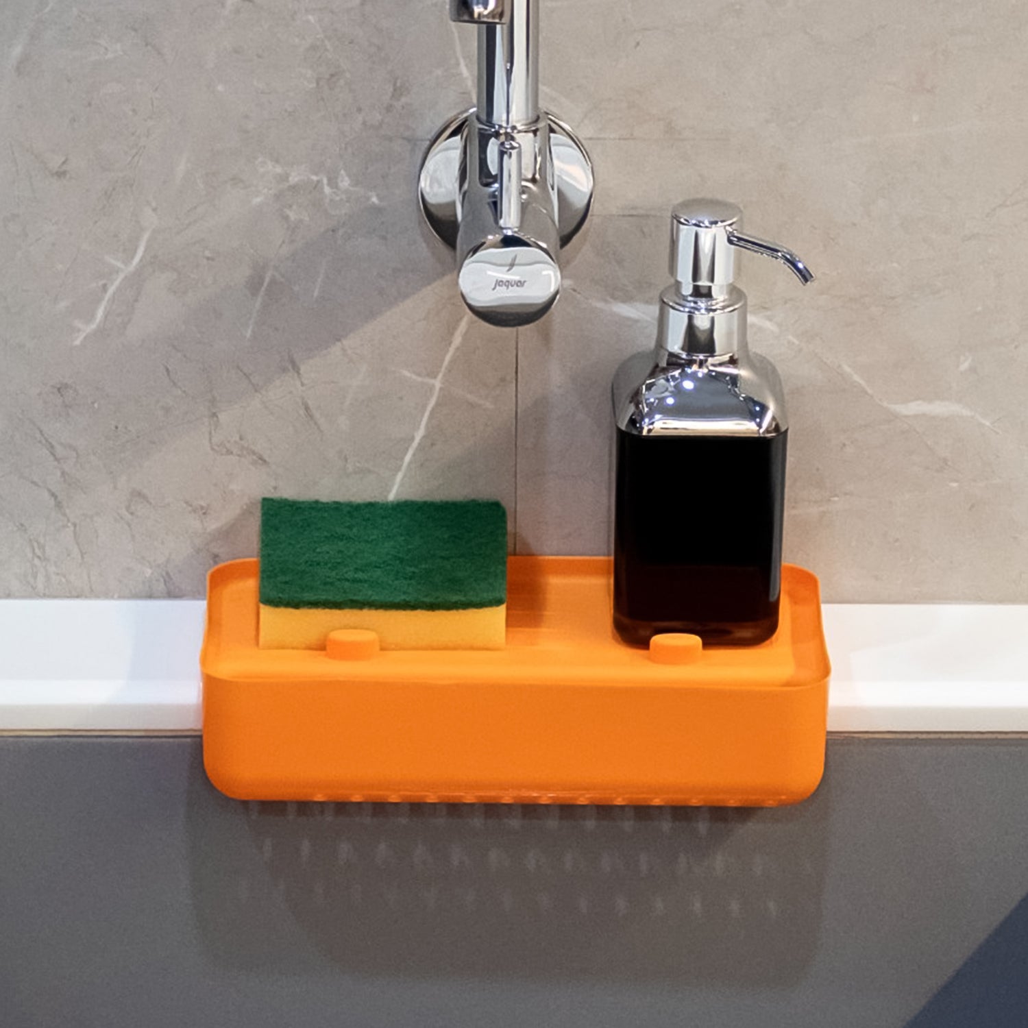 Wukusy multi-functional sink drainer shelf with colander basket for drying and storage in home kitchen, made of durable material.