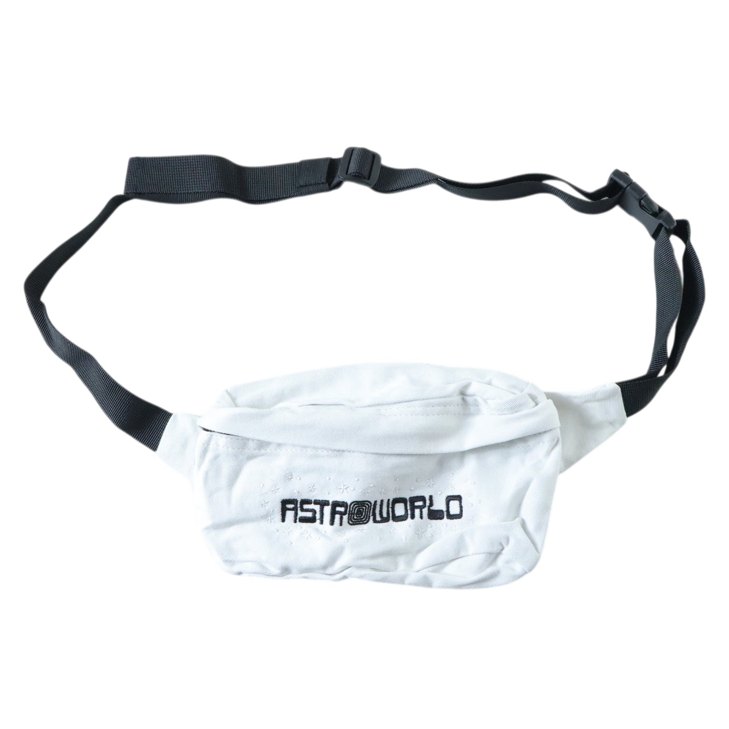 Wukusy adjustable waist bag, crossbody sling bag in black with zipper pocket and strap, measuring 21x14 cm.