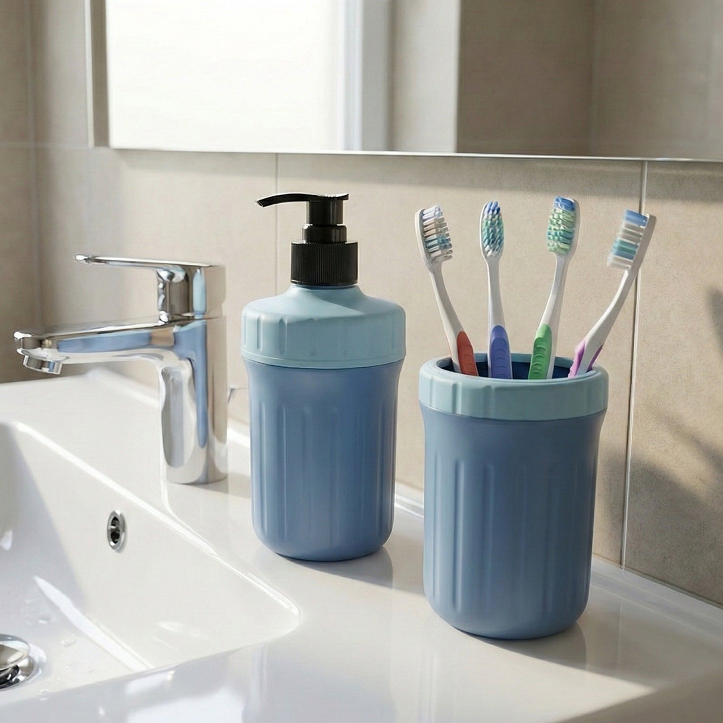 Wukusy multipurpose soap dispenser with utility holder, featuring a sleek design for kitchen or bathroom use.