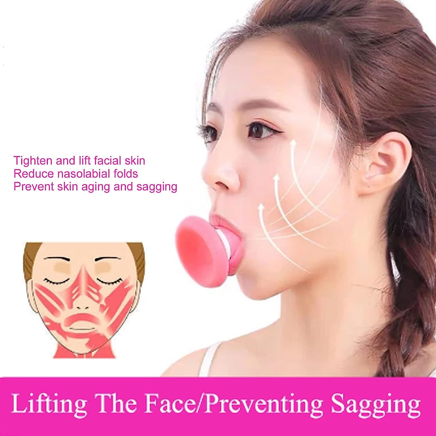 Wukusy silicone facial jaw exerciser for face slimming, breathing therapy, and stress relief, helping look younger and healthier.