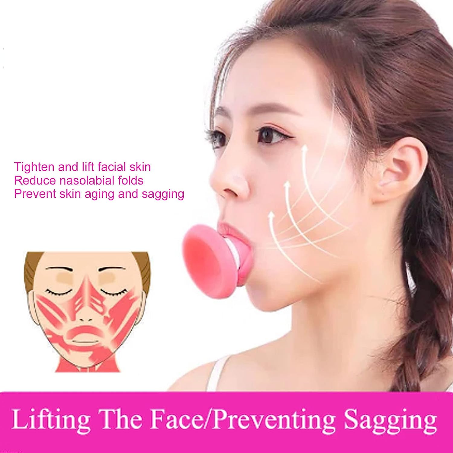 Wukusy silicone facial jaw exerciser for face slimming, breathing therapy, and stress relief, helping look younger and healthier.