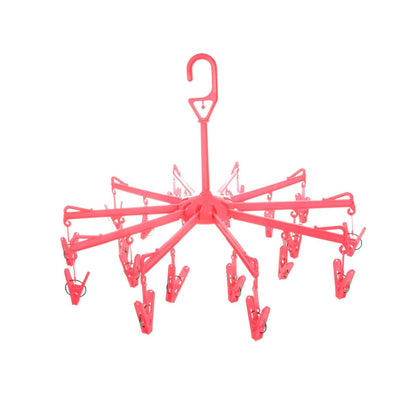 Wukusy plastic foldable underwear drying rack with 16 clips, ideal for underwear, baby clothes, socks, bras, and towels.