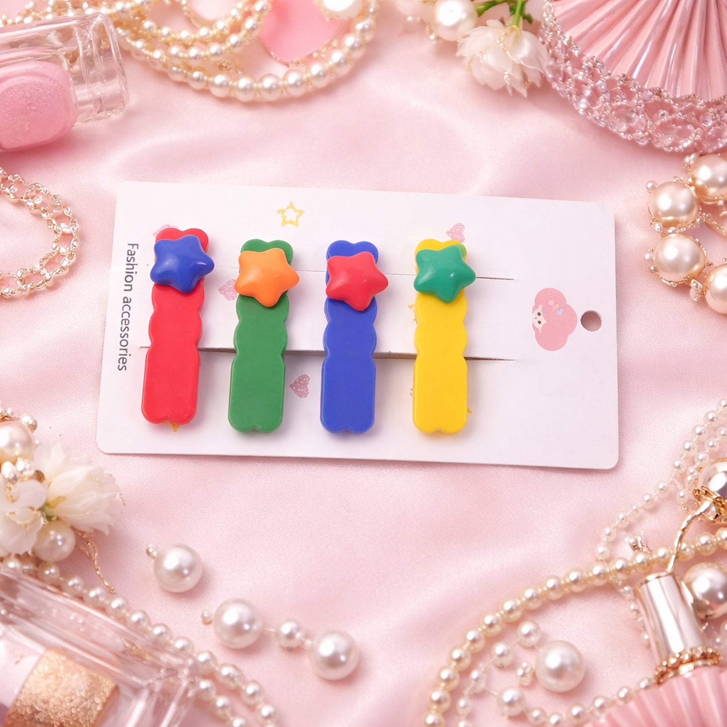 Set of Wukusy cute stylish hair clips with mixed designs, featuring colorful and decorative hair accessories for women.