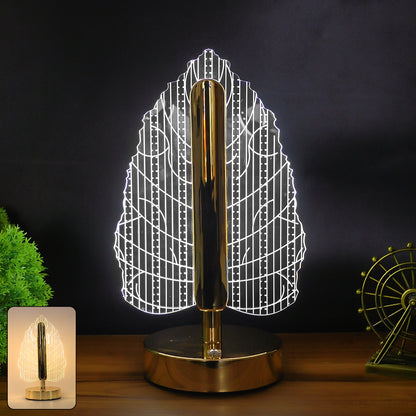 Elegant plastic LED table lamp with leaf design shade, perfect for home decor by Wukusy, featuring a stylish and modern look.