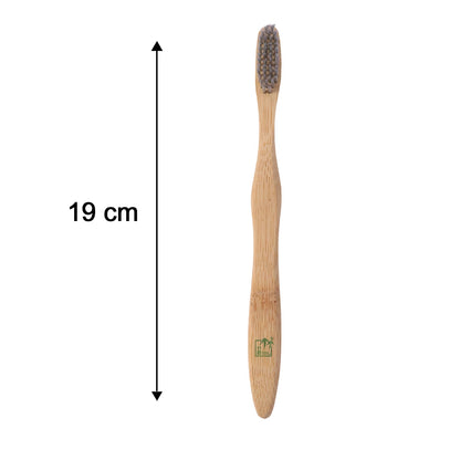 Eco-friendly bamboo toothbrush with soft bristles by Wukusy, designed for adults, natural wooden handle, single pack.