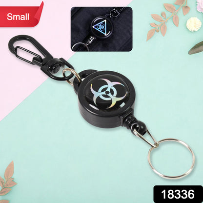 Wukusy safety anti-lost retractable key chain with small size, featuring a clip for secure key attachment and easy access.