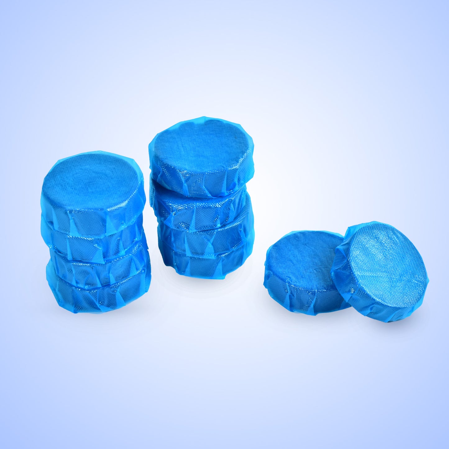 Blue Bubble Toilet Bowring accessories by Wukusy, 10-piece set of durable toilet cleaners for powerful bathroom decontamination.