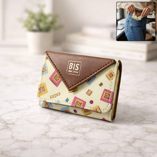 Wukusy premium stylish compact foldable wallet open to show card slots and cash compartment, sleek black leather design.
