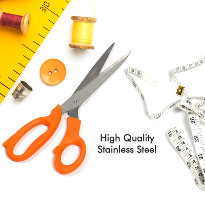 Wukusy tailor scissors and flexible measuring tape for home improvement, featuring high-quality stainless steel blades and a soft grip handle.