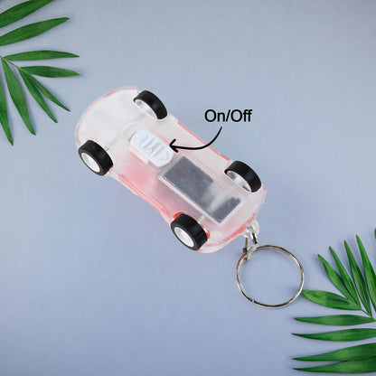 Wukusy mini car shape LED keychain light with colorful LED illumination, compact and portable car-themed accessory.
