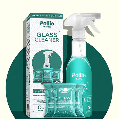 Wukusy Pollic Kadam glass mirror cleaner refill kit with reusable spray bottle for home improvement and streak-free mirror cleaning.