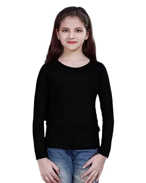 Black casual cotton round neck full sleeve T-shirt by Seasons, shown on a hanger with a close-up of fabric texture.