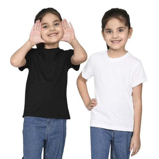 Two girls' half-sleeve T-shirts from Seasons, in a pack of 2, featuring colorful, casual designs for everyday wear.