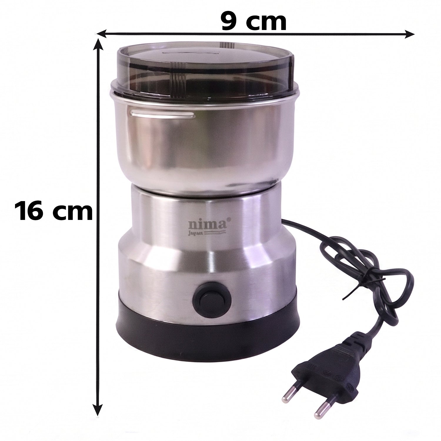 Wukusy Mini Electric Grinder with 150W stainless steel body for coffee, spices, and masala grinding.
