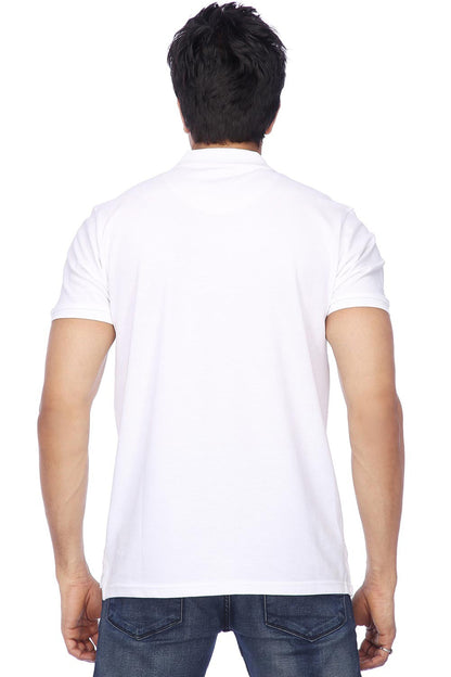 White cotton blend polo collar men's t-shirt from Drpshippr men's collection, featuring a classic polo neckline and comfortable fit.