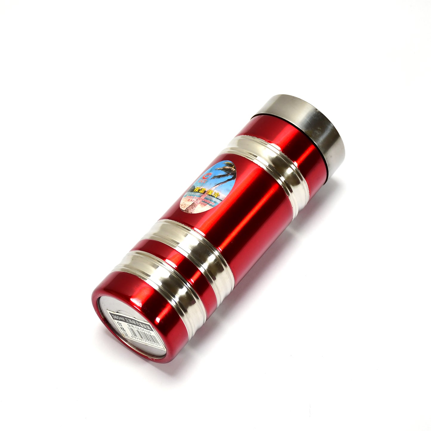 Wukusy 6756 mini stainless steel water bottle, 380ml capacity, ideal for school and home use, with a sleek silver finish.