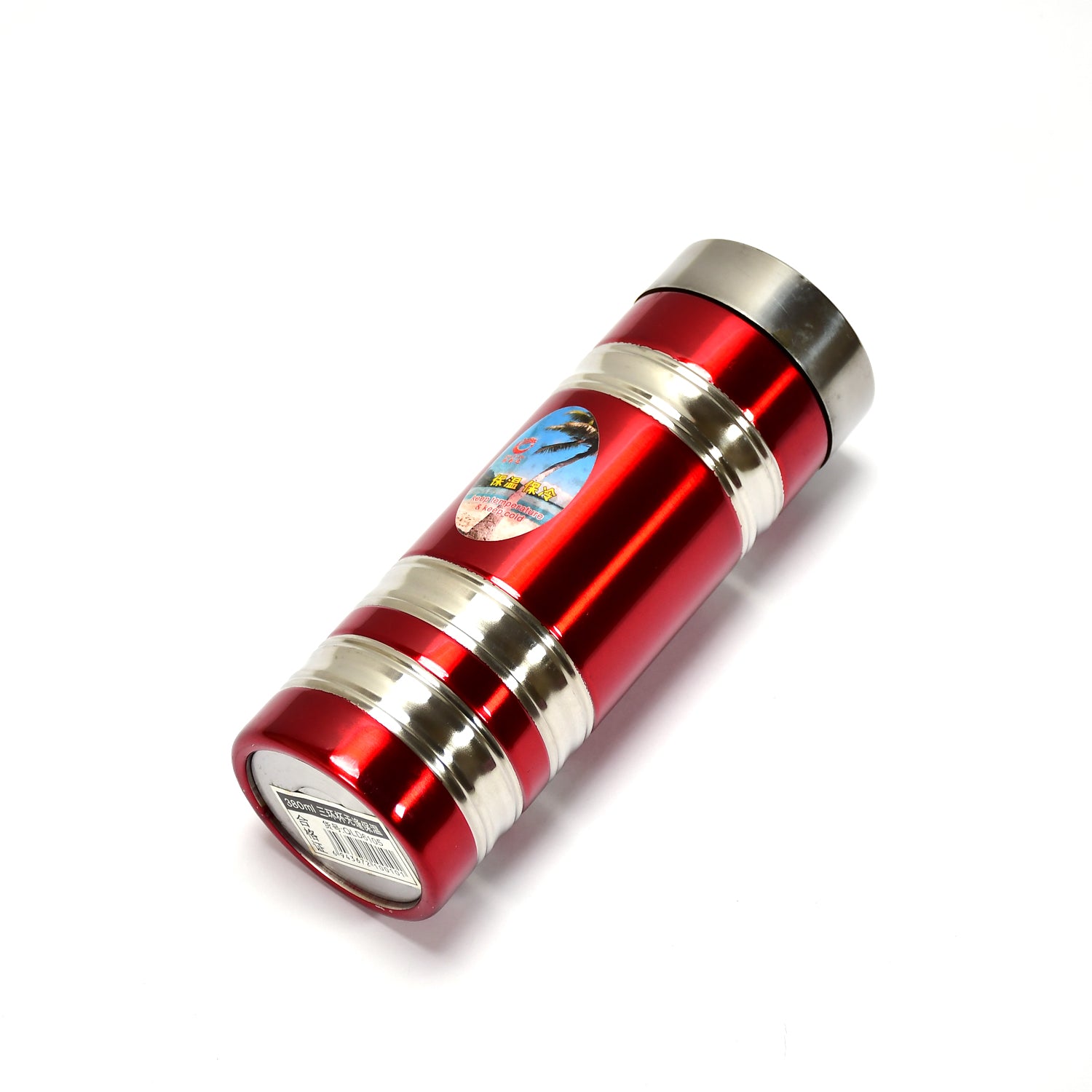 Wukusy 6756 mini stainless steel water bottle, 380ml capacity, ideal for school and home use, with a sleek silver finish.