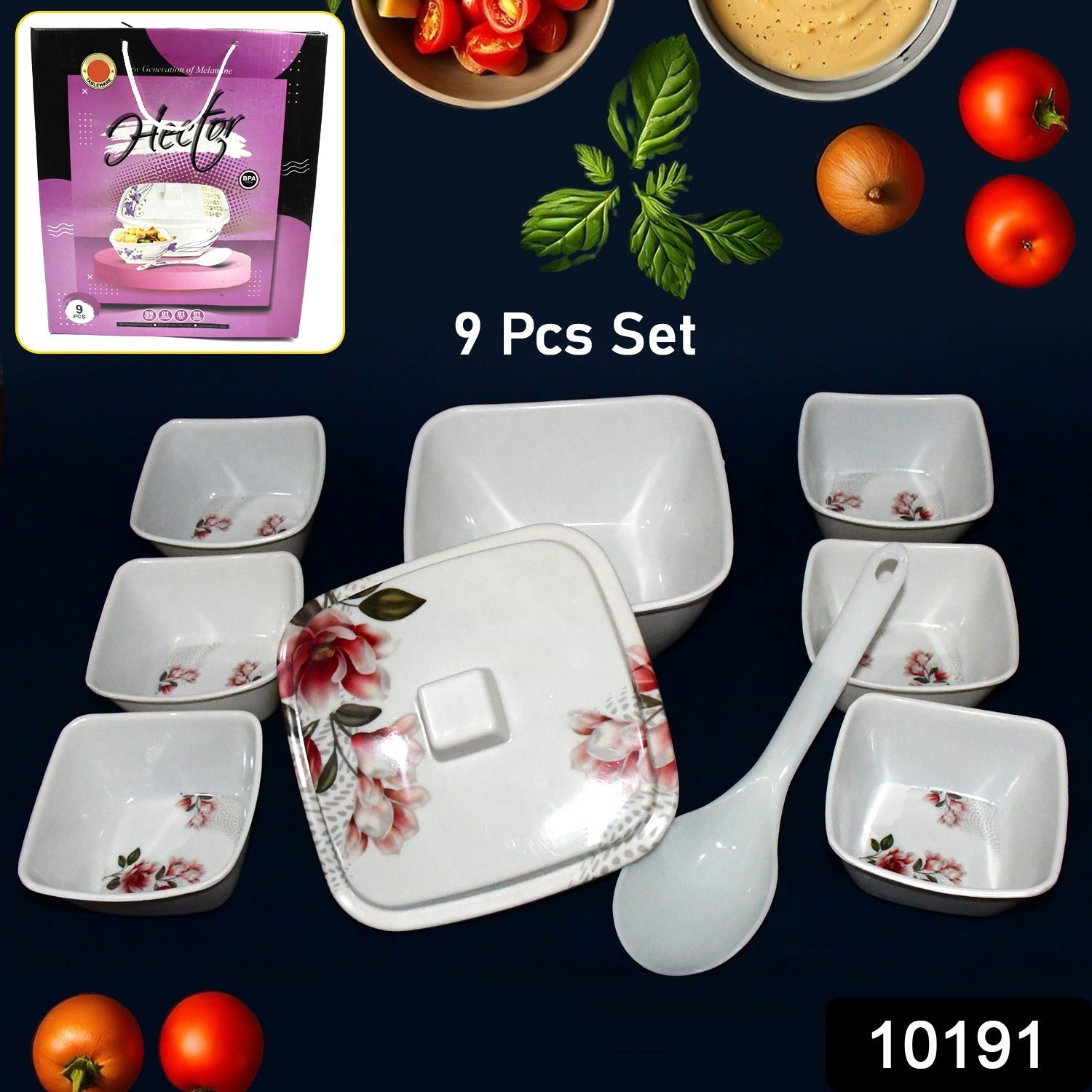 Wukusy Hector 9-piece high-quality dinner and pudding set for home and kitchen, featuring elegant ceramic dishes and bowls.
