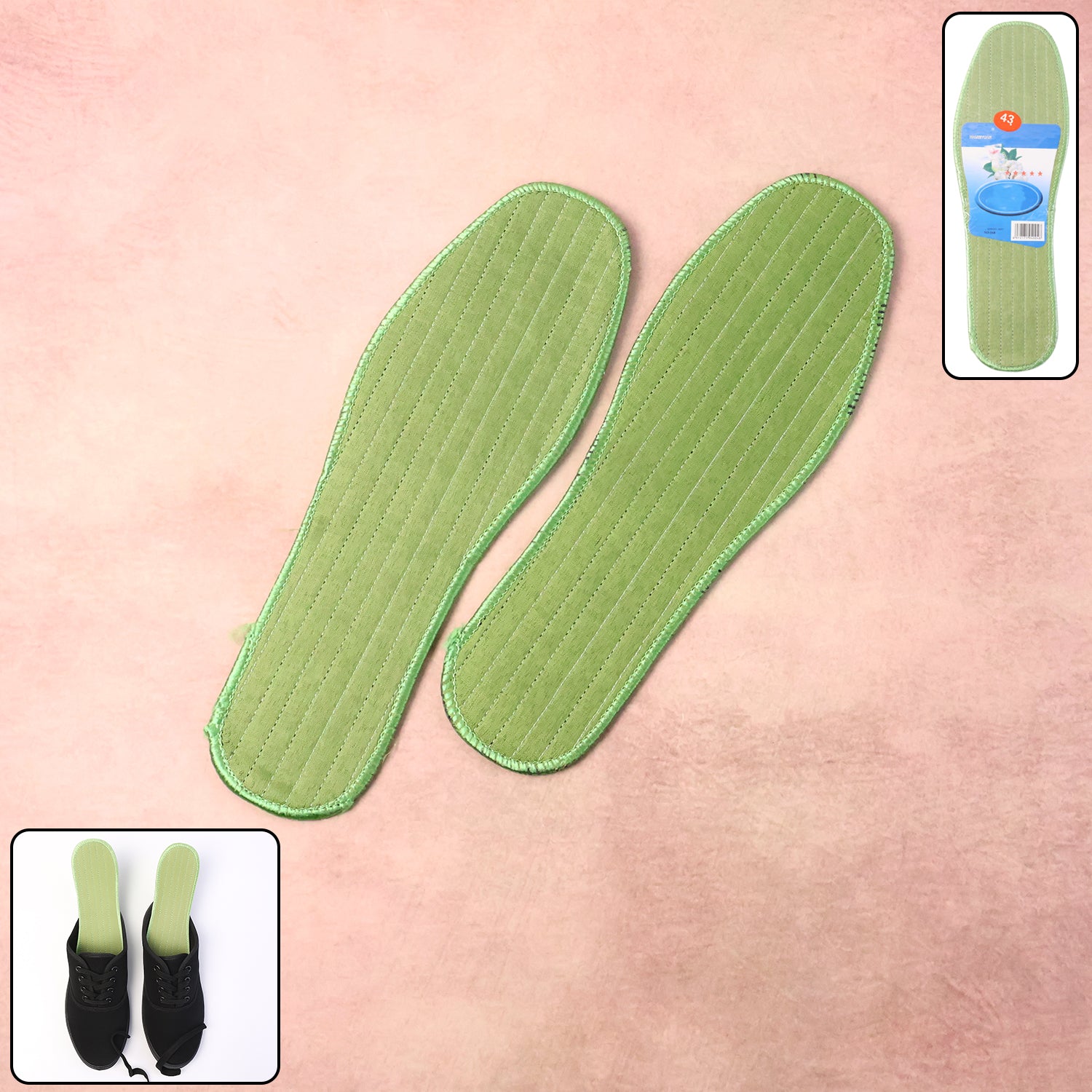 Pair of Wukusy premium comfort shoe insoles for size 43 with supportive design, suitable for daily foot support.