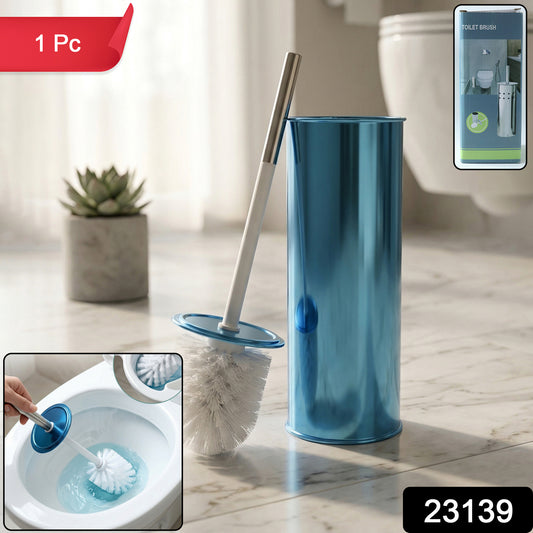 Wukusy premium toilet cleaning brush with holder set, showing the brush with ergonomic handle and matching holder for bathroom cleaning