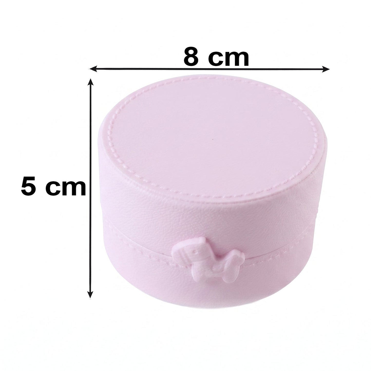 Small round Wukusy jewelry storage box with snap closure, portable organizer case for jewelry and accessories.