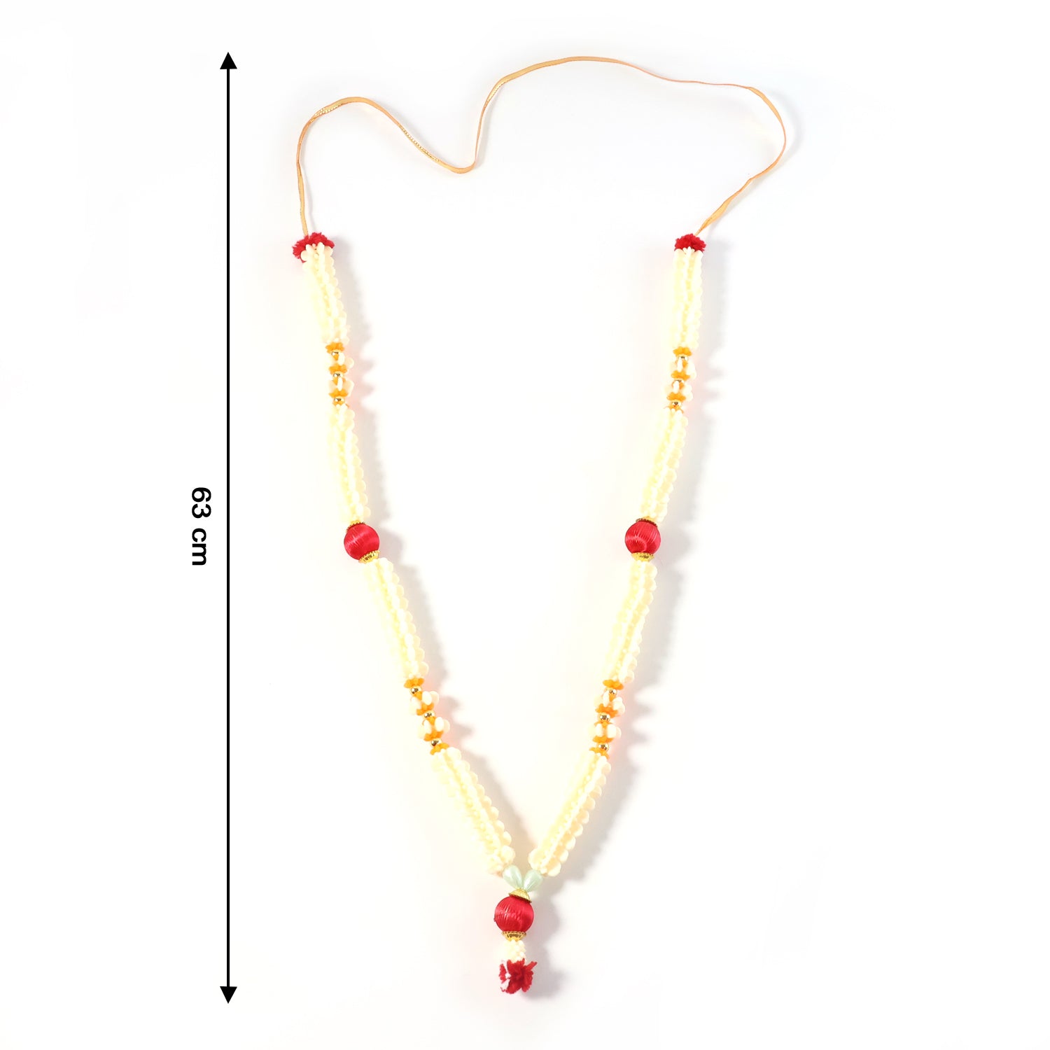 Traditional decorative Pooja Gajra garland from Wukusy, featuring intricate floral design for religious ceremonies and home decor.