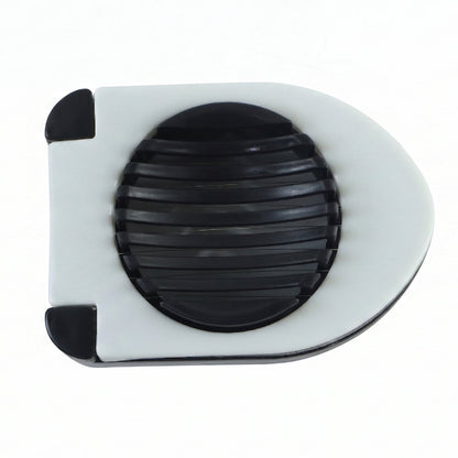 Stainless steel egg cutter slicer by Wukusy with wire blades, designed for neatly slicing boiled eggs in a compact 1-piece tool.