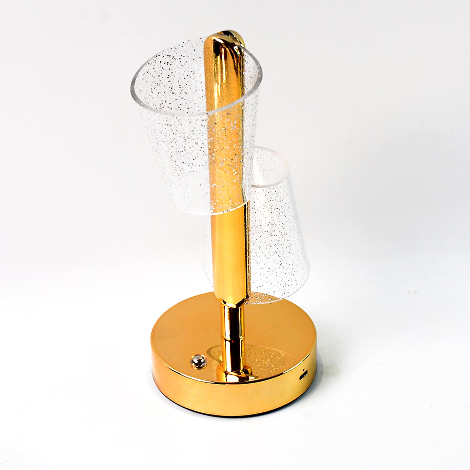 Modern luxury crystal LED double shade table lamp by Wukusy, featuring elegant design and ambient lighting for home decor.