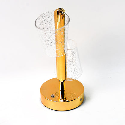 Modern luxury crystal LED double shade table lamp by Wukusy, featuring elegant design and ambient lighting for home decor.