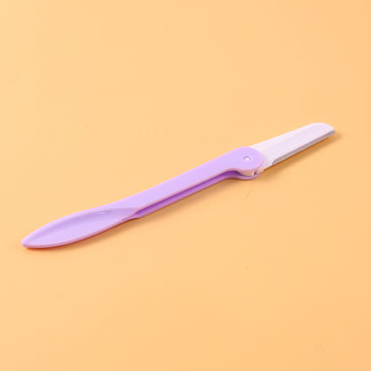 Wukusy eyebrow facial hair razor with three replaceable blades, shown with a close-up of the razor on a white background.