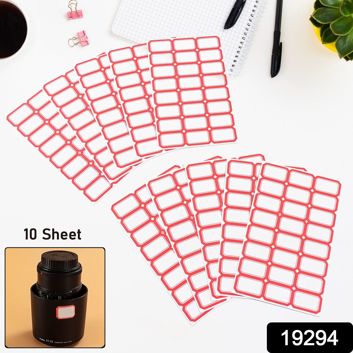 Wukusy multipurpose blank label sticker sheets, 10-sheet office pack with adhesive labels for organizing and labeling tasks.