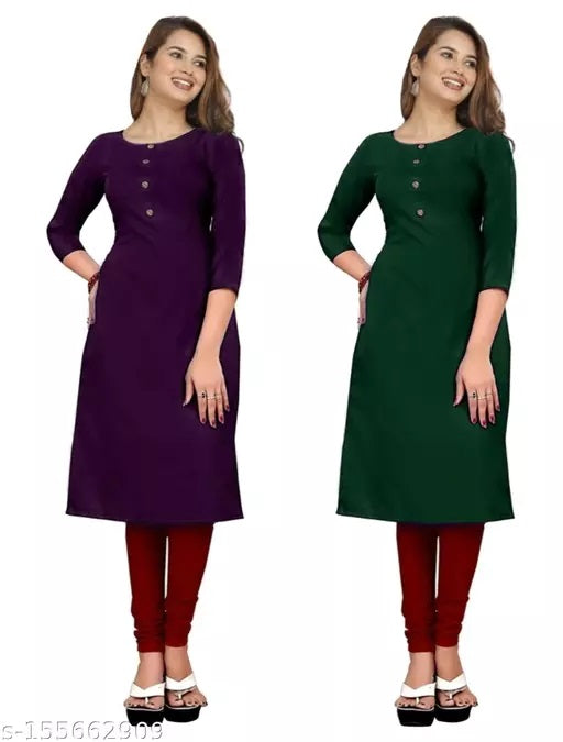FIZZI SHOP stylish multi crepe kurta with 3/4 sleeves, featuring a modern design and vibrant color for casual or festive wear.