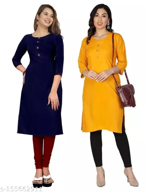 Classy multi crepe 3/4 sleeve combo kurta from FIZZI SHOP, featuring elegant design and soft fabric, displayed on a hanger.