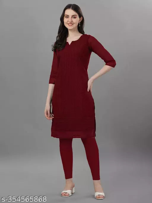 Maroon women’s Chikankari kurta by FIZZI SHOP, featuring intricate embroidery and traditional design, perfect for elegant everyday wear.