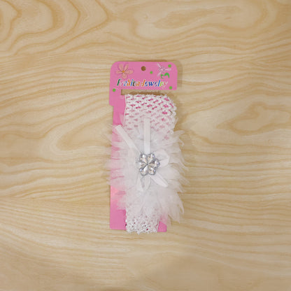 Soft elastic floral baby headband by Wukusy featuring a stylish stretchable hair band with a cute floral design.
