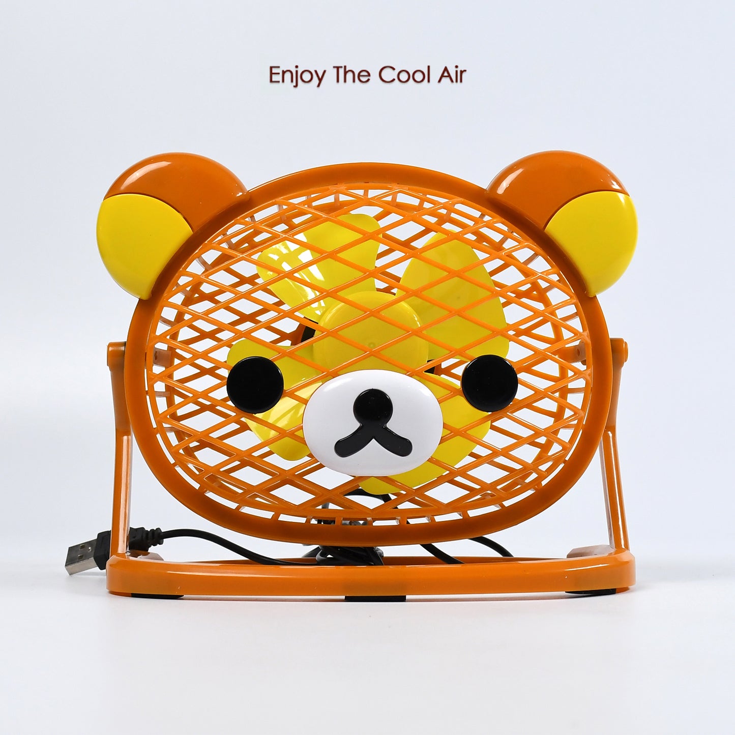 Wukusy 7714 teddy bear portable USB fan, adjustable multi-use fan suitable for home, office, and car cooling.