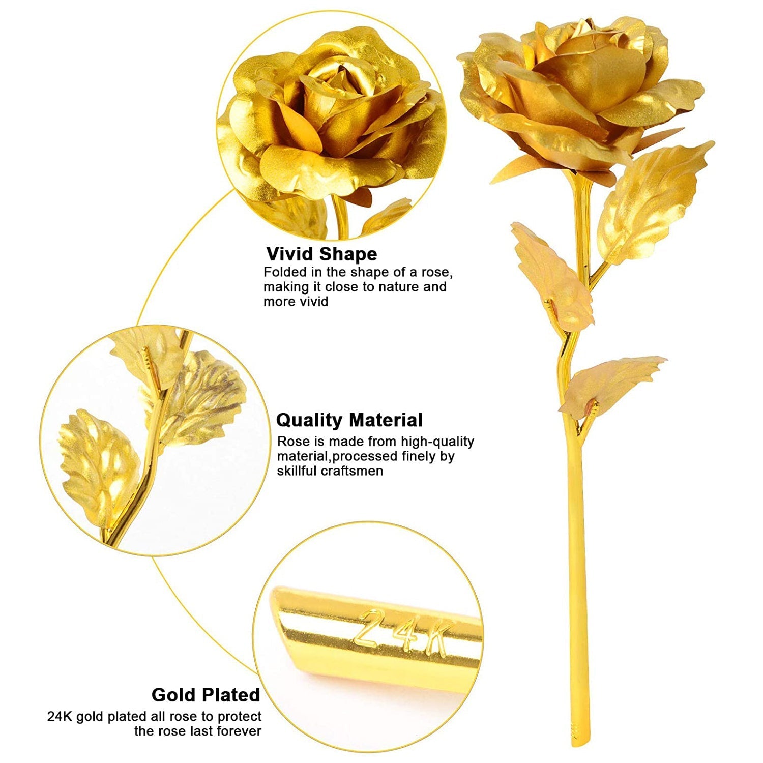 Set of three B Golden Rose decorative ornaments by Wukusy, ideal for decorating homes, offices, and cafes