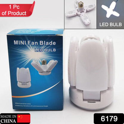 Wukusy 6179 fan blade LED bulb, 28V foldable LED blade fan bulb, home decor light fixture with fan blades, single unit