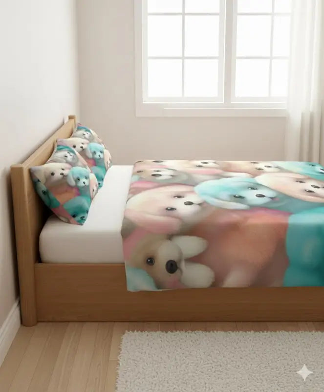 Ekom premium 7D printed double bedsheet with two pillow covers, showcasing a soft, luxurious fabric with intricate printed design.