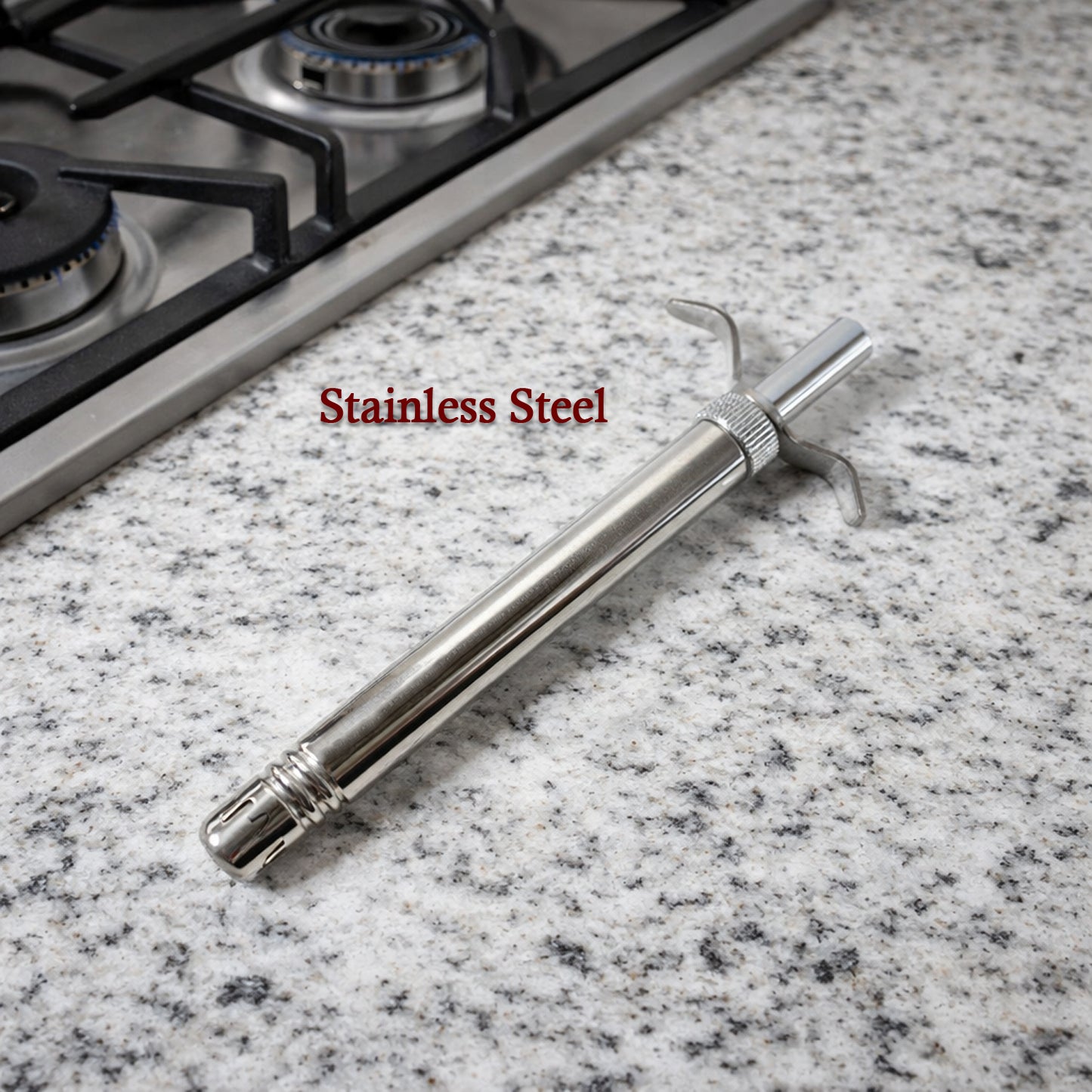 Wukusy manual stainless steel gas stove spark lighter with a sleek handle and ignition button for easy lighting.