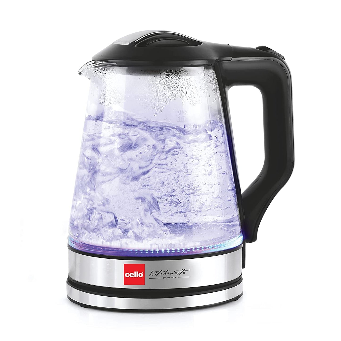 White Seasons Cello QUICK BOIL 1.7L kettle with ergonomic handle and spout for fast boiling of beverages.
