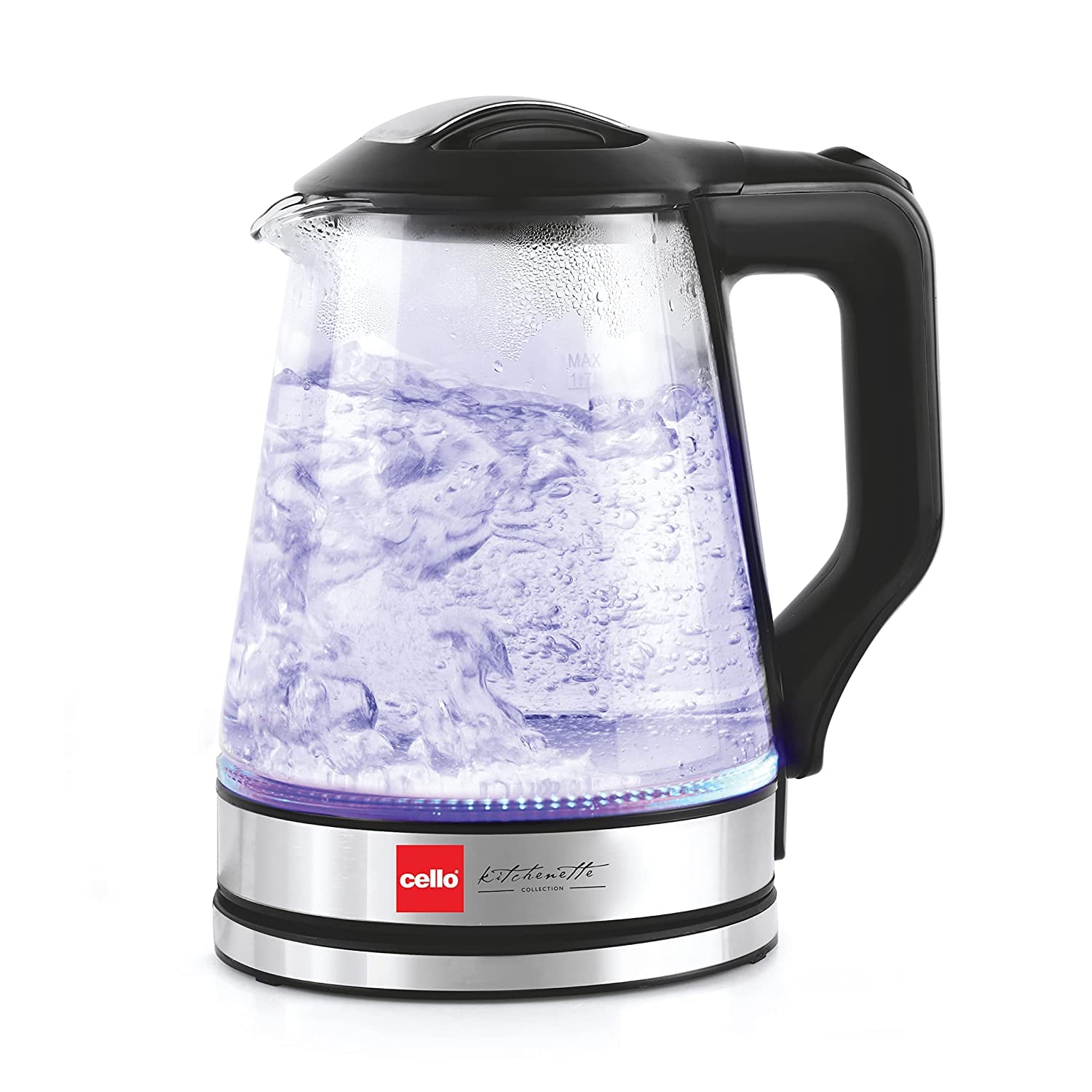 White Seasons Cello QUICK BOIL 1.7L kettle with ergonomic handle and spout for fast boiling of beverages.