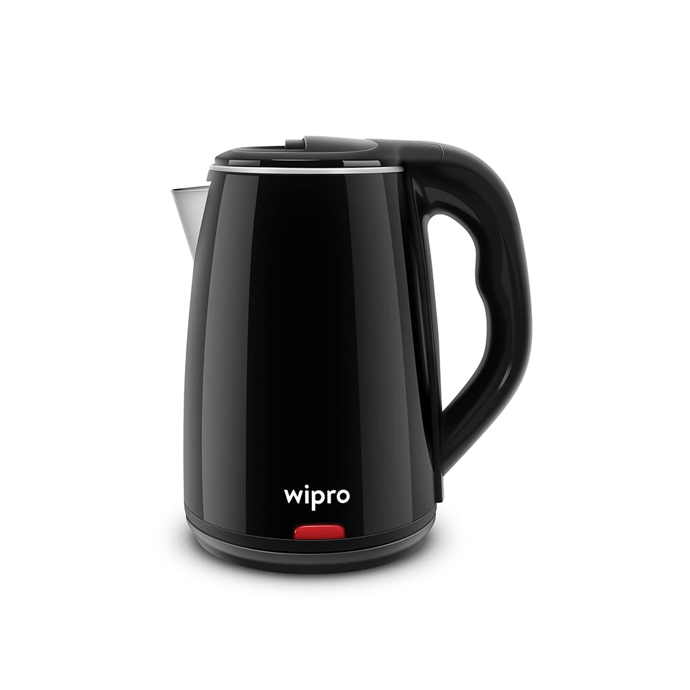 Seasons Wipro Vesta Cool Touch Electric Kettle with auto cut-off, 1.8L black double-layer outer body beverage maker.